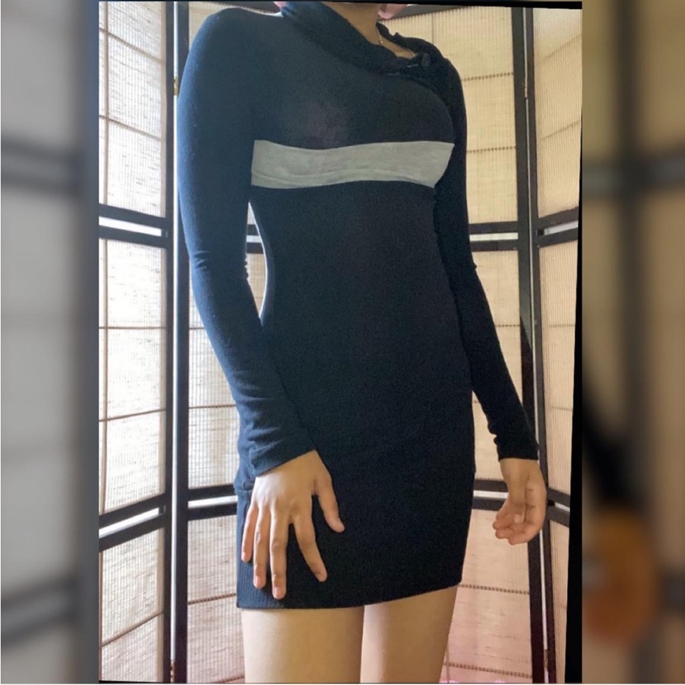 Elegant Black and Gray Women's Colorblock Dress